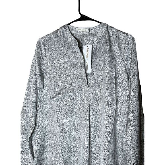 Bishop & Young Women’s Tunic Top Printed Satin Pullover White Micro Dot XS NWT‎ - Picture 2 of 10